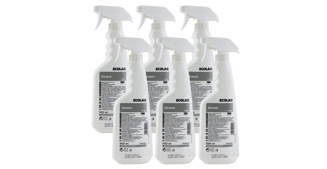 Ecolab Chromol | RVS Reiniger | 6 x 500 ml | PureHygiene.nl